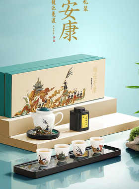 龙池竞渡端午茶礼装陶瓷茶具礼品套组端午节活动送领导客户伴手礼