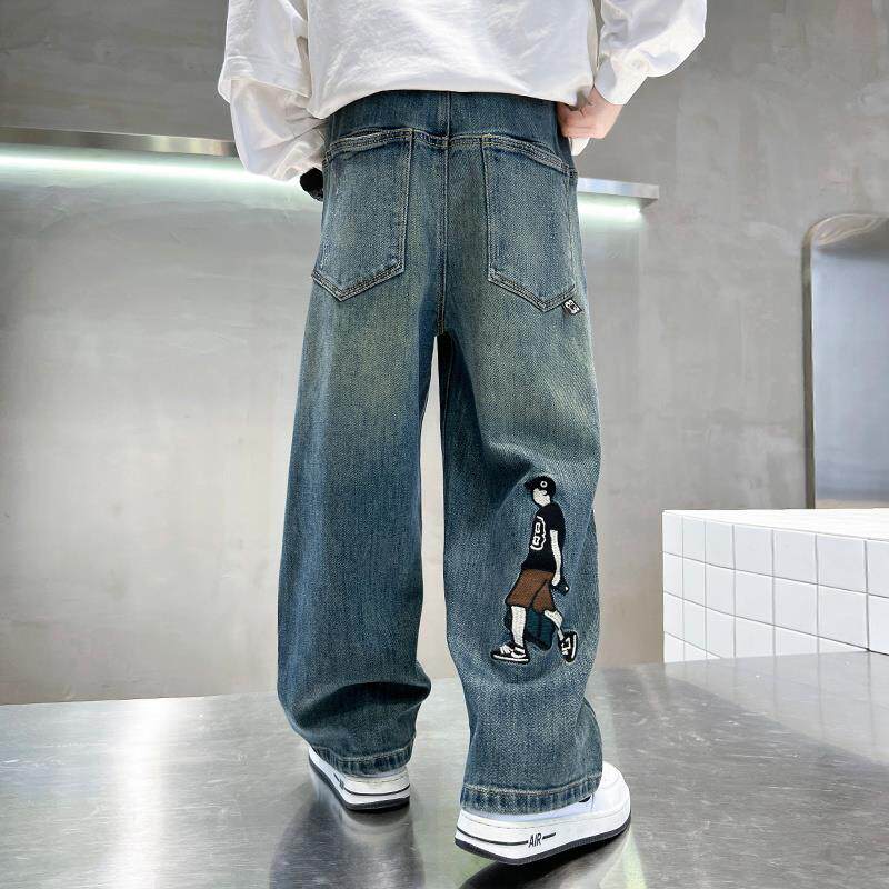 男童裤子春秋款2025新款中大童直筒春装儿童春季宽松牛仔裤潮酷帅