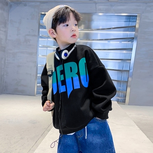 男童春秋炸街卫衣2023新款儿童装春季酷帅衣服男孩春装红色上衣潮