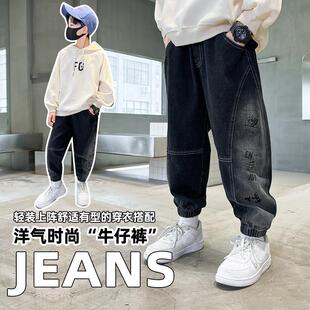 男童春秋装牛仔裤儿童韩版长裤七八89九11十12岁男孩一体绒裤子潮