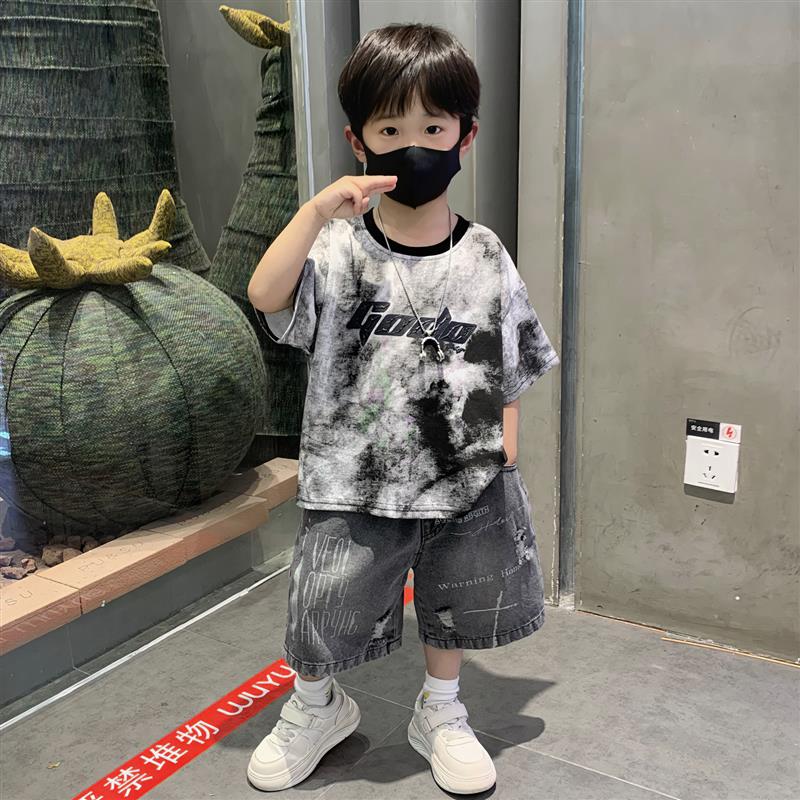 男童夏季套装2025新款酷帅男孩宝宝夏装时髦短袖衣服宽松薄款童装
