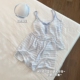 小清新条纹吊带睡衣女款 纯棉带胸垫一体家居服夏天休闲可外穿 夏季
