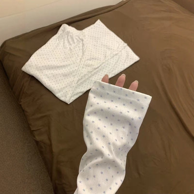 ins风韩系星星印花长袖睡衣女秋