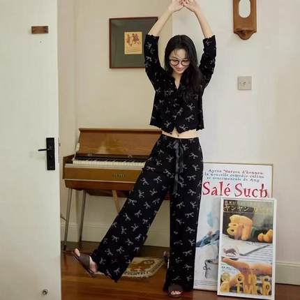 纯棉睡衣秋冬款女2024新款高级感可外穿秋季长袖家居服套装莫代尔