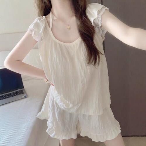 吊带短裤带胸垫睡衣女款夏季云朵