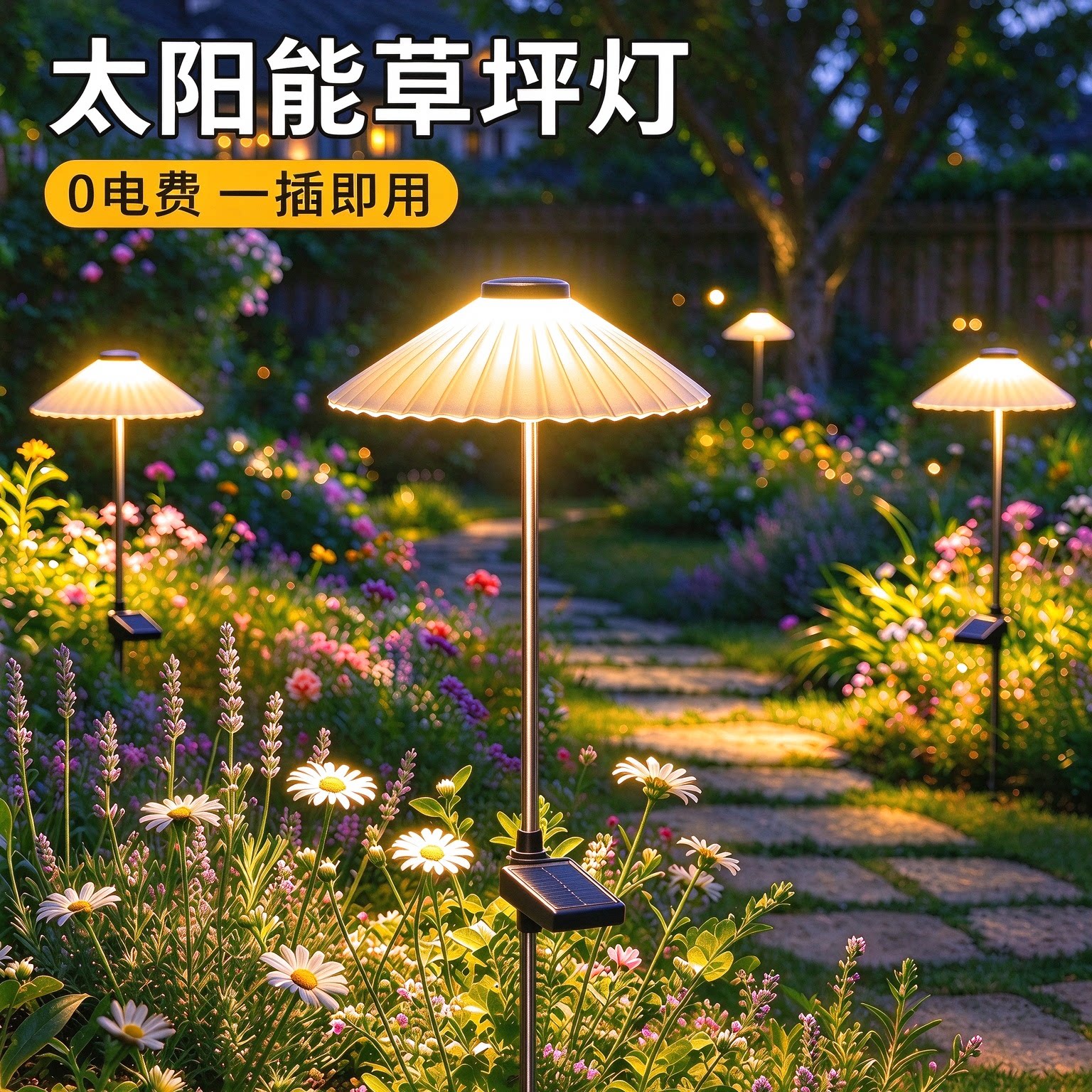 太阳能户外灯庭院装饰照明灯家用花园氛围灯小院插地蘑菇草坪路灯