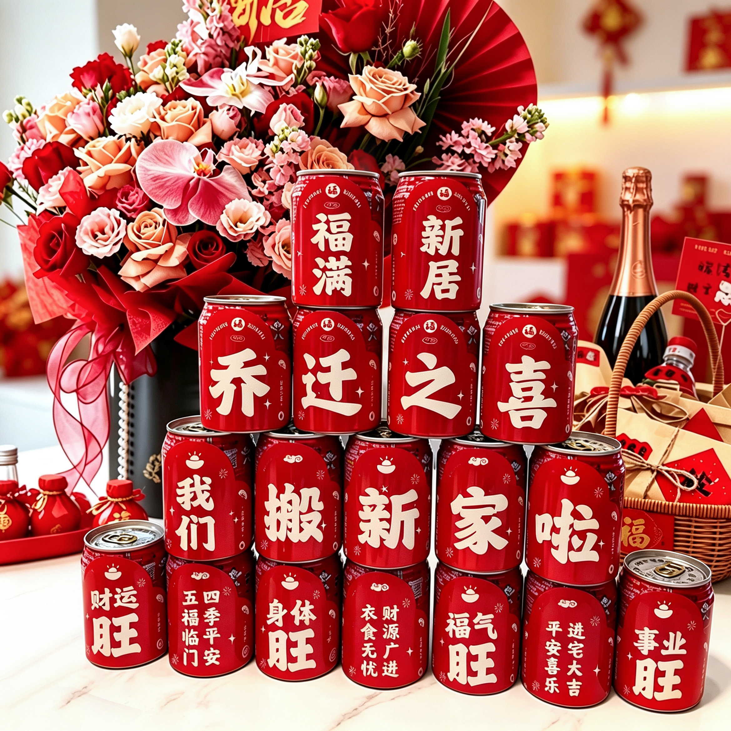 旺仔可乐贴纸乔迁新居装饰入宅仪式用品布置搬家进宅不干胶饮料贴