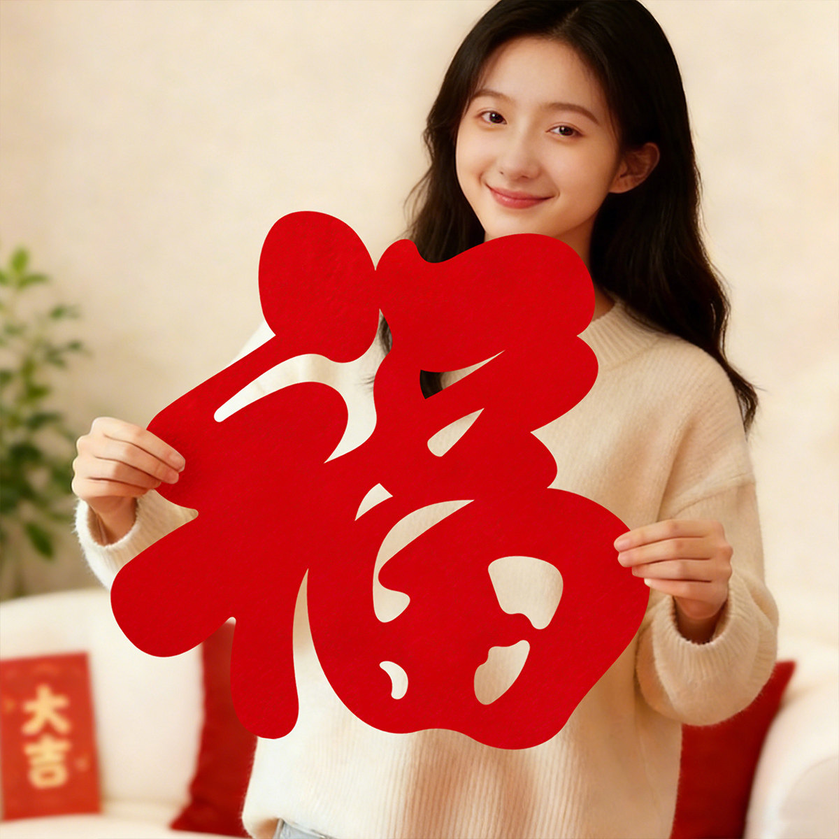 新年福字贴马年窗花玻璃贴春节电视沙发背景墙装饰氛围布置挂饰,节庆用品/礼品,挂饰/生肖挂饰,淘宝优惠券,粉丝福利购,淘宝优惠卷