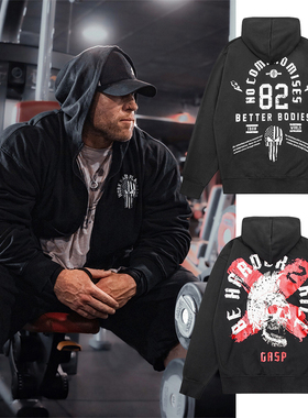 Better Bodies健身长袖宽松大码男秋季运动卫衣纯棉潮牌印花骷髅