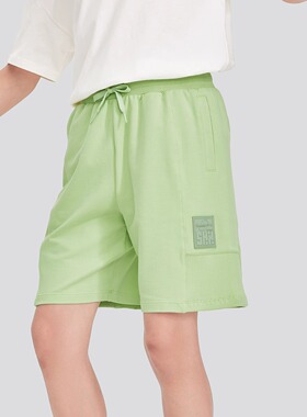 Skechers斯凯奇男女童针织短裤2025夏新款灰色休闲运动裤L224K026