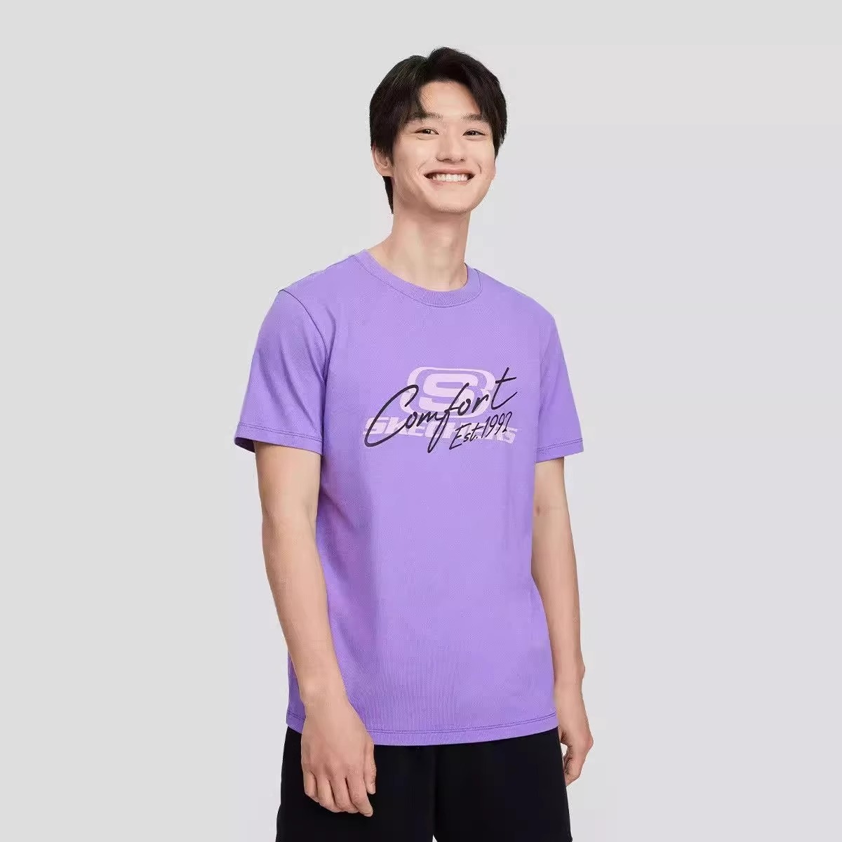 Skechers斯凯奇夏季新款情侣款上衣舒适透气针织短袖T恤L224U069