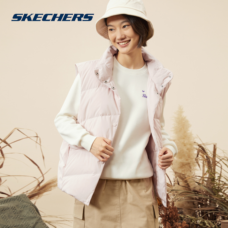 Skechers斯凯奇女羽绒马甲 秋冬新款运动外套轻薄羽绒服L421W110