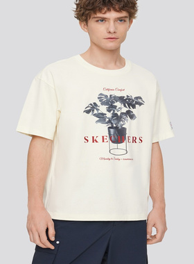 Skechers/斯凯奇情侣2025新款男女款印花运动休闲短袖T恤L124U127