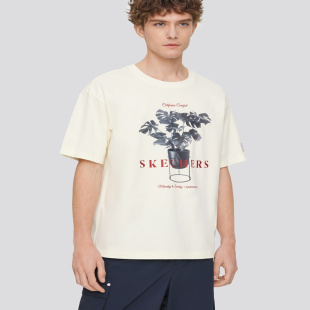 印花运动休闲短袖 男女款 T恤L124U127 斯凯奇情侣2025新款 Skechers