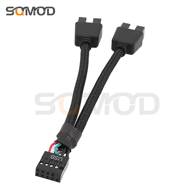 电脑主板USB2.0 9针转双9针一分二9PIN转双9USB插针 HUB集线器