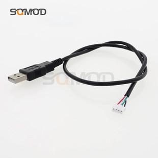 SQE9触摸屏线USB A公转PH2.0 4PIN电容触摸屏TTL数据端子线26AWG加粗线带屏蔽抗干扰 30-50-100cm