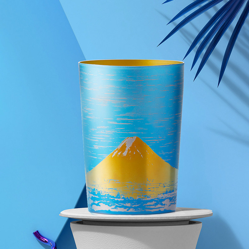 啤酒杯高级HORIE日本进口双层隔热水杯纯钛高颜值果汁杯富士山杯
