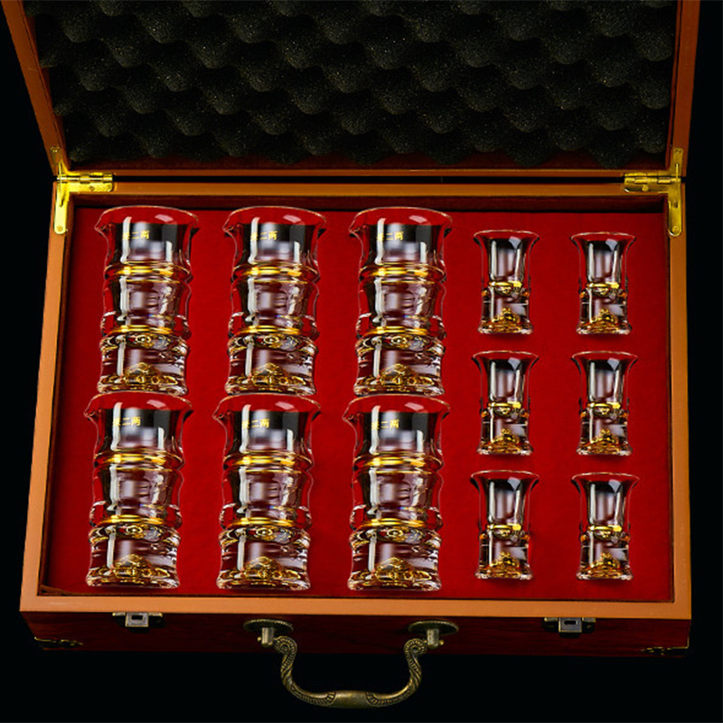 水晶玻璃烈酒杯竹节分酒器送礼