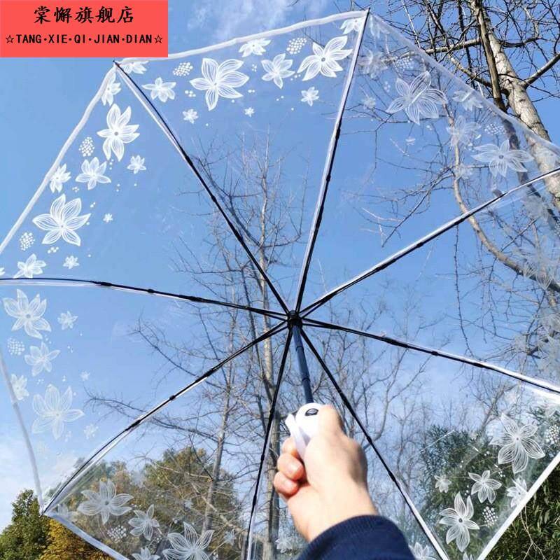 透明可折叠雨伞女小清新森系情侣学生创意男加厚晴雨伞超大可折叠