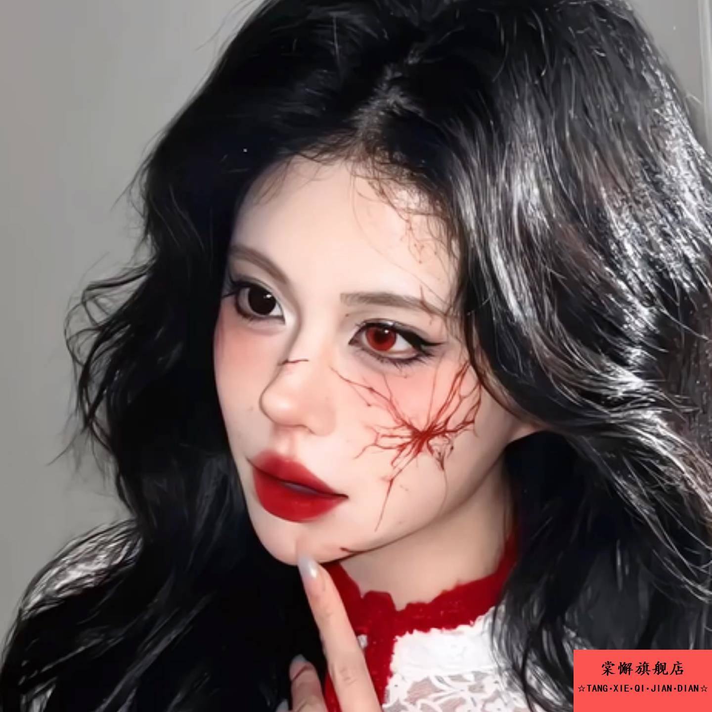 万圣节脸贴暗黑甜丧妆容贴纸仿真蜘蛛伤疤面部装饰贴创意拍照道具