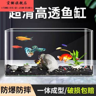 德国亚克力鱼缸一体成型六角恐龙专用缸家用长方形塑料透明仿玻璃