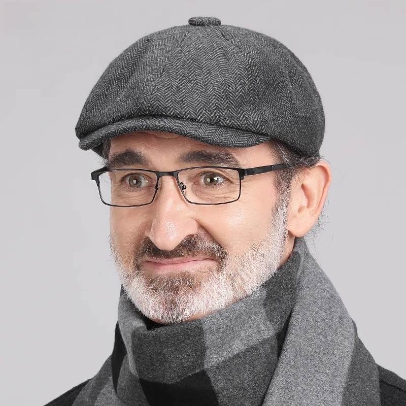 老人帽子男春秋英伦复古八角帽老年人爸爸爷爷秋冬老头贝雷鸭舌帽