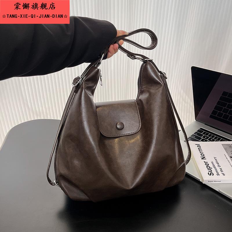高级感覆古大容量包包女2025新款秋冬季通勤双肩后背包单肩托特包