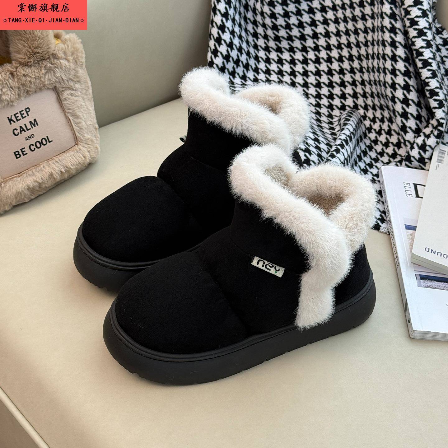 爆款雪地靴女2025年冬季新款皮毛一体加绒加厚保暖雪地棉鞋短靴子