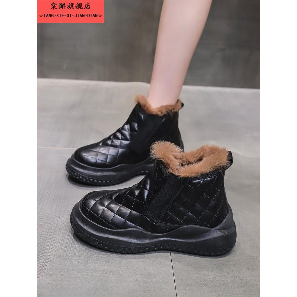 雪地靴女2025新款冬季加绒加厚马丁靴子短靴女鞋百搭增高厚底棉鞋