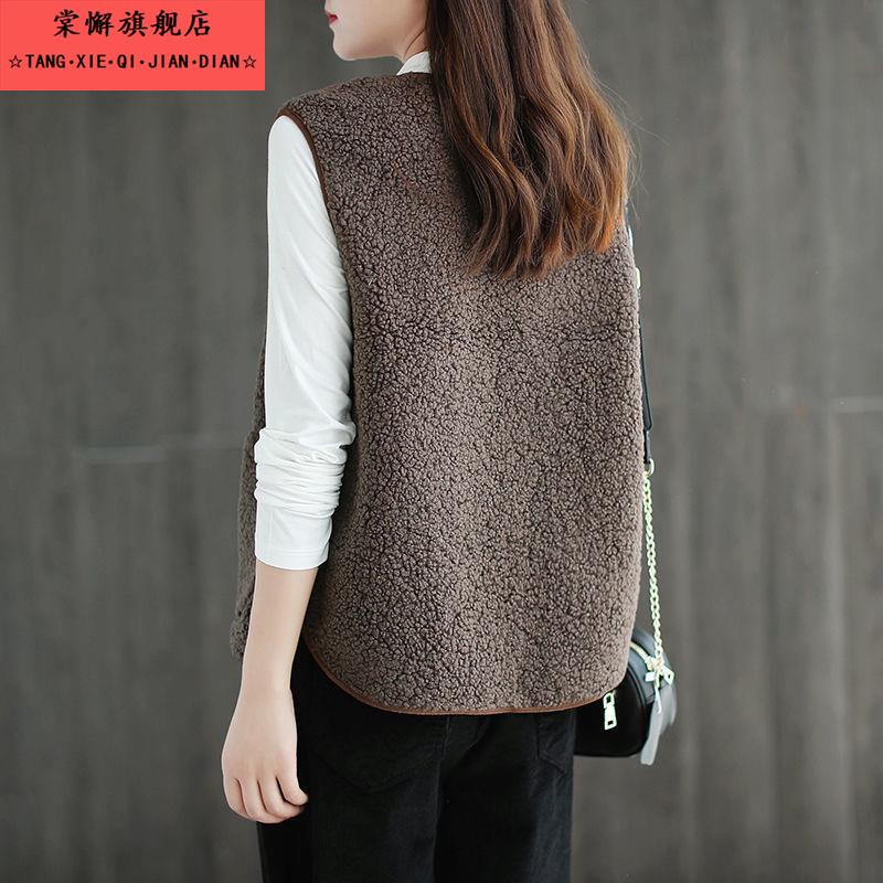 仿羊羔毛马甲女短款2025秋冬新款韩版马夹颗粒毛绒坎肩外套