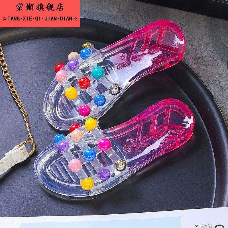 儿童凉拖水晶果冻拖鞋公主透明防滑软底女孩外穿沙滩鞋平底一字拖,居家布艺,居家凉拖/凉鞋,淘宝优惠券,粉丝福利购,淘宝优惠卷