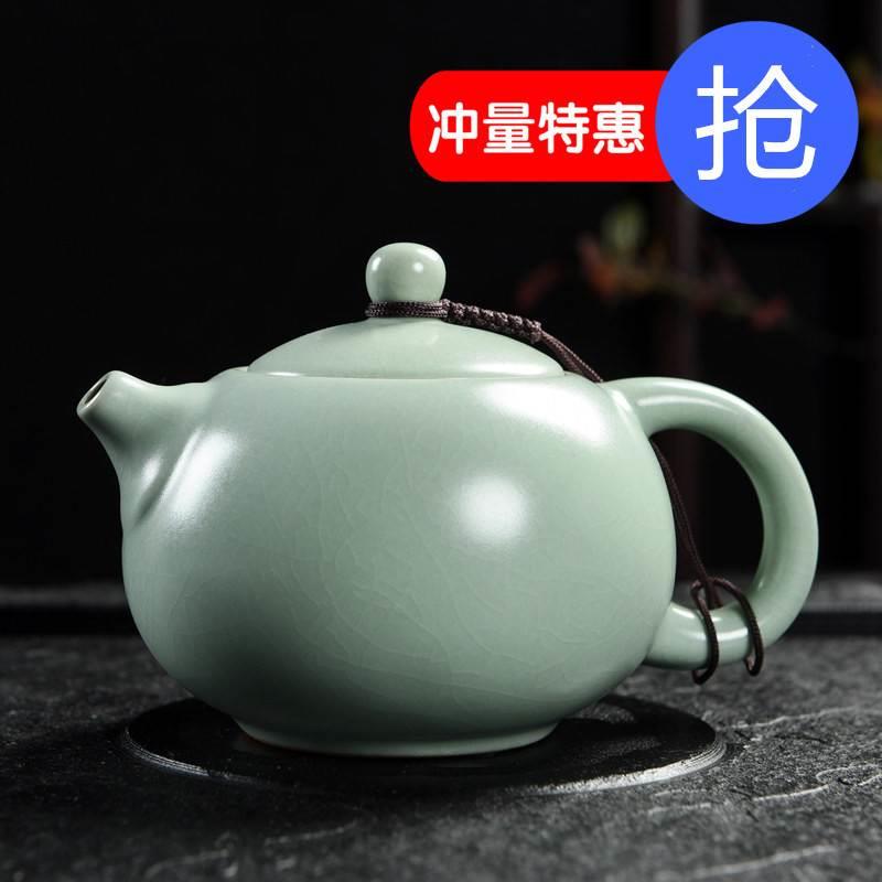 手工汝窑茶壶开片大号汝瓷可养小单壶冰裂西施壶陶瓷功夫茶具