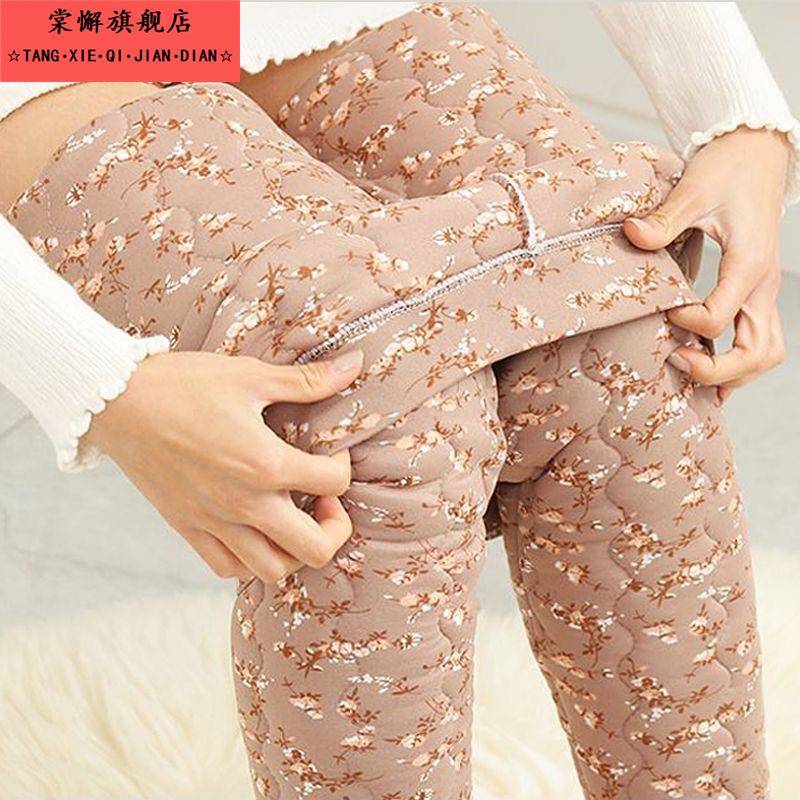 冬季棉裤女士加绒加厚保暖裤子高腰内穿打底裤防风大码碎花棉裤女