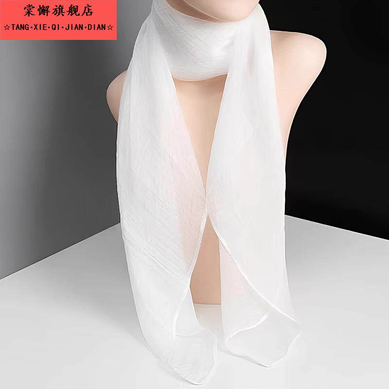 围巾女款2024新款春秋纯色丝巾女薄款乔其纱百搭夏季防晒沙巾舞蹈