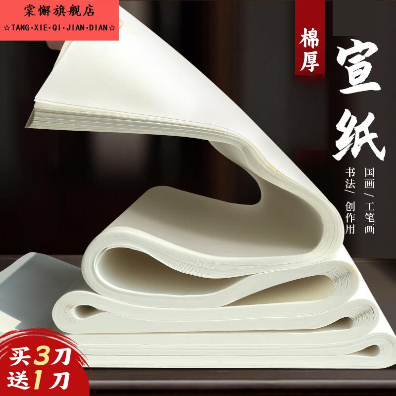 半生半熟宣纸四尺对开三开生宣纸毛笔字书法专用纸国画作品纸熟宣纸初学者软笔书法练习用纸练字纸书法纸张