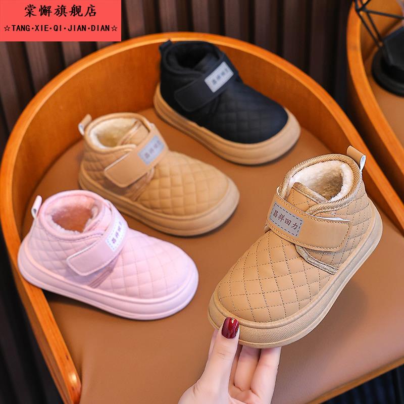 冬季新款宝宝雪地靴一岁加绒棉鞋男女童保暖短靴软底防滑学步鞋子