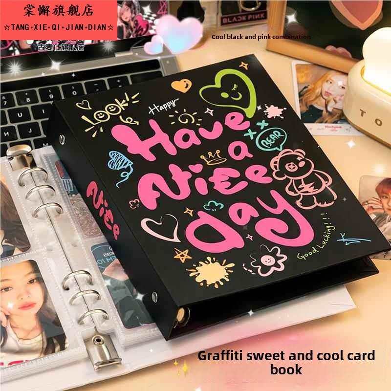 in高颜值朋克涂鸦卡片相册四方活页3英寸宝丽来明星相册卡片存储集相册相册明星追逐小卡存储相册明信片照片