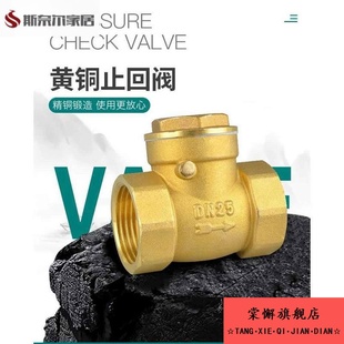 全铜止回阀铜卧式4分6分1寸水泵DN15水管20单向阀25阀门32 40 50