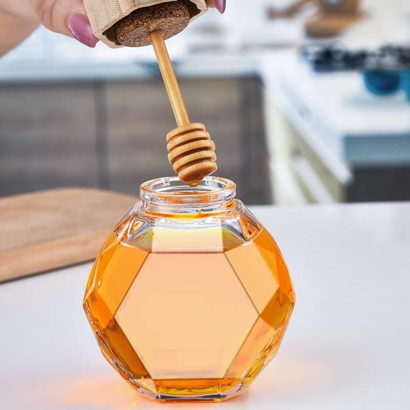 蜂蜜瓶蜂蜜专用瓶密封罐玻璃蜂蜜罐六棱创意玻璃瓶子蜂蜜棒分装瓶