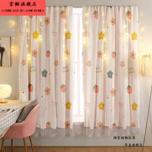魔术贴窗帘免打孔安装出租屋隔断遮挡简易遮光布小卧室少女ins风