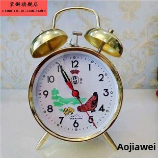 上海老式机械闹钟超大声音马蹄表上发条覆古怀旧金属机芯创意闹钟
