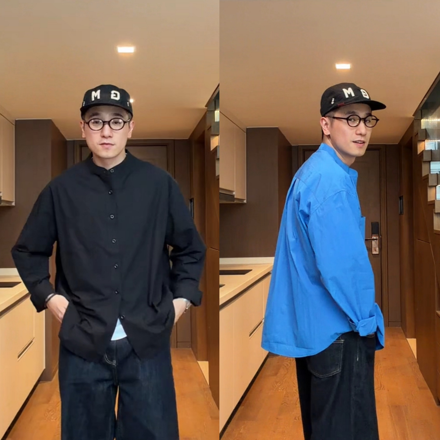秋季上新时尚老钱风立领衬衫男