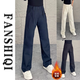 秋季新款男士轻奢质感商务休闲风西裤微阔版型捏褶设计直筒休闲裤