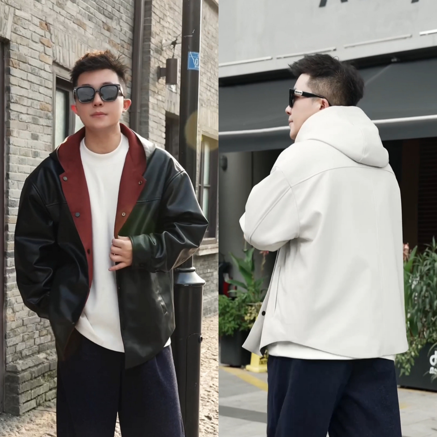户外休闲两面穿连帽夹克外套