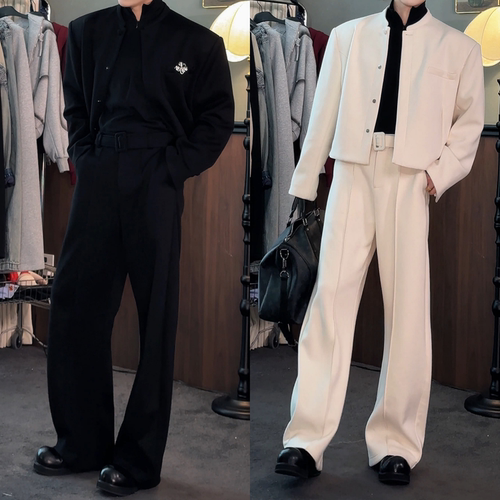 秋季潮流立领夹克休闲西裤套装