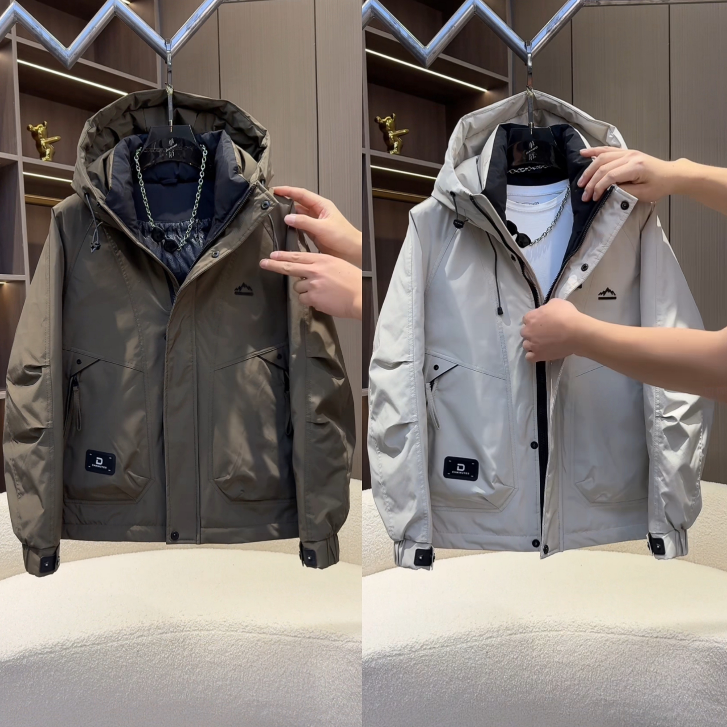 冬季新款男士连帽棉服冲锋衣