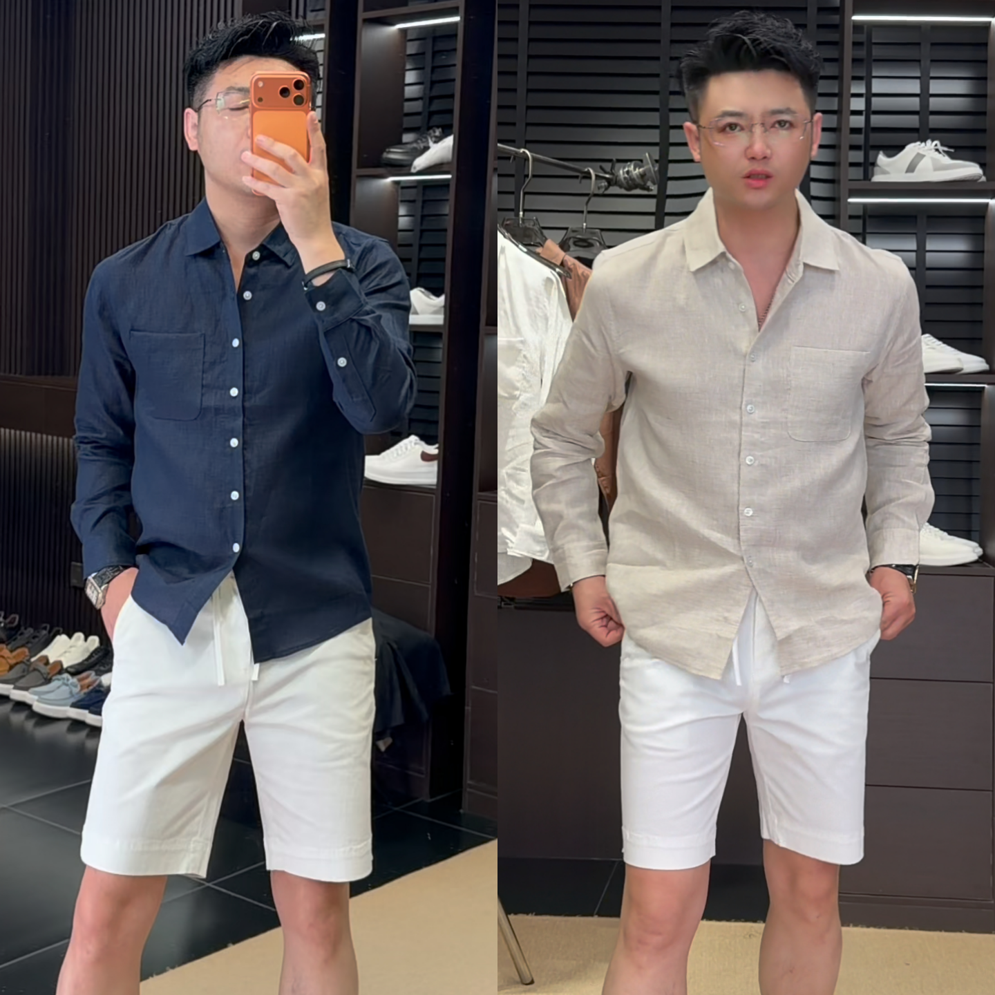 夏季简约商务休闲风长袖衬衫男士