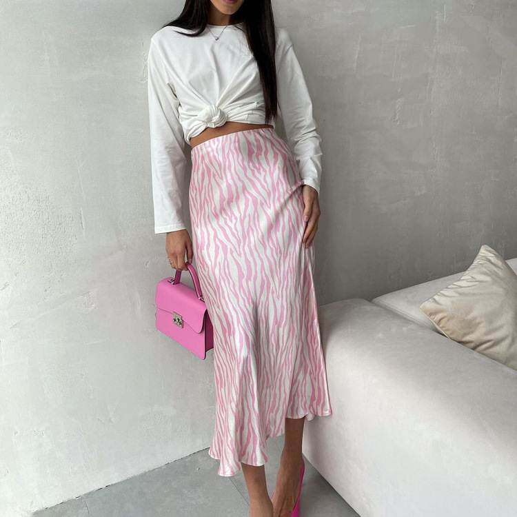 dress欧美性感法式印花半身裙女中长款时尚鱼尾a字裙子 Skirt