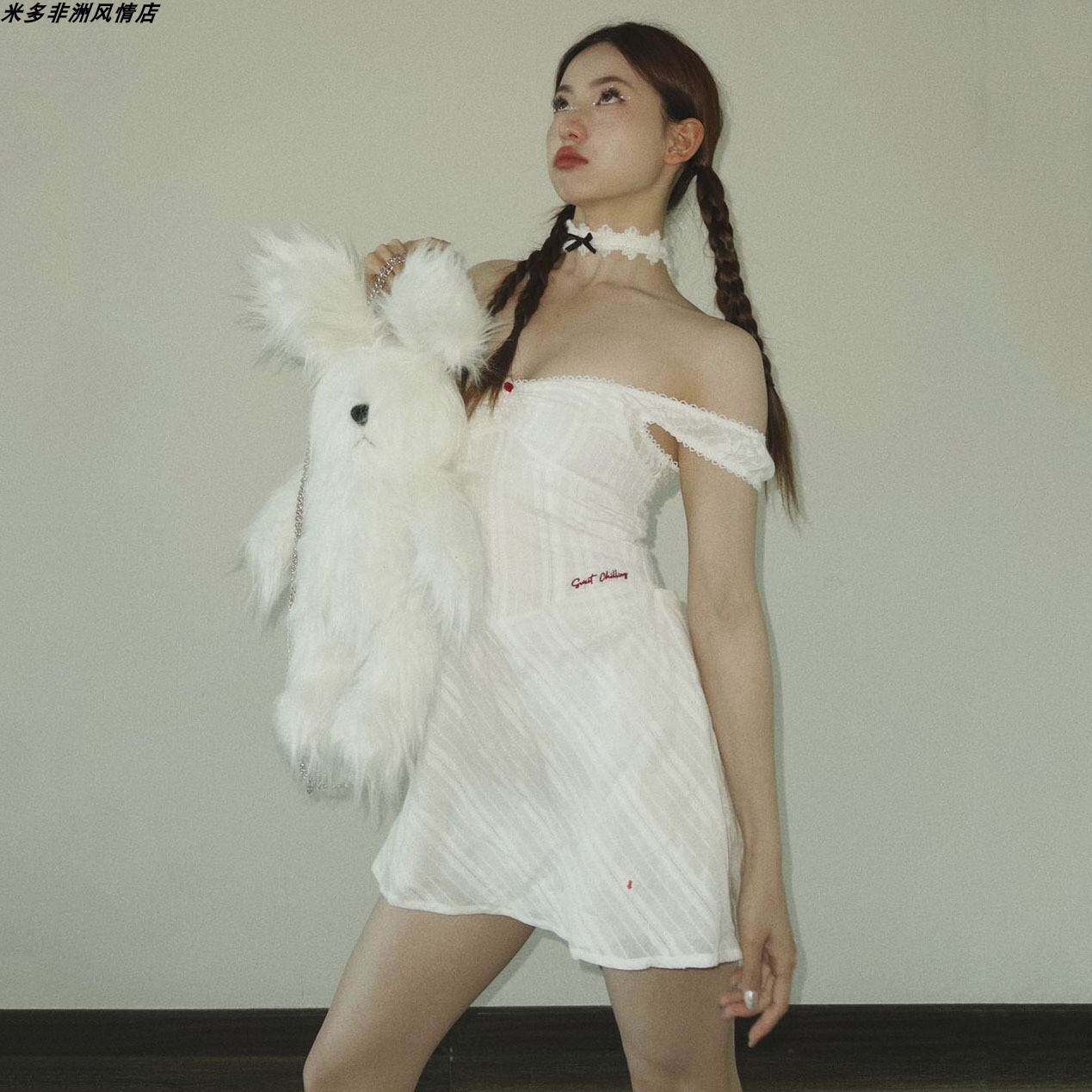 dress 欧美穿搭花边吊带连衣裙遮肚显瘦公主裙低胸抽褶短裙女