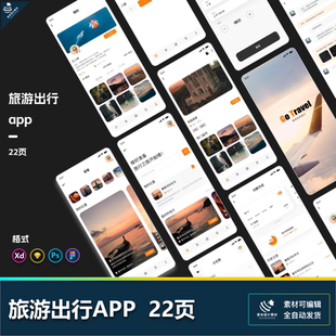 旅游出行徒步景点分享行程中文UI设计App源文件xd/fig/psd/sketch